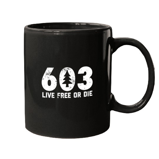 Live Free or Die 603 tree New Hampshire Mugs