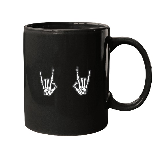 Skeleton Hands Rock N Roll Sign of the Horns Corna Mugs