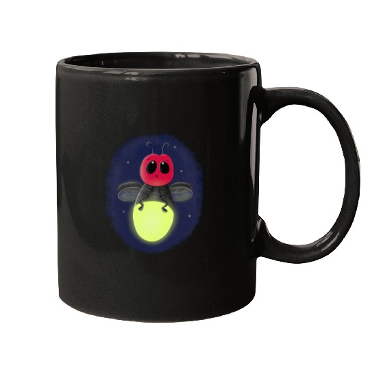 Cute lightning bug firefly cartoon illustration Mugs
