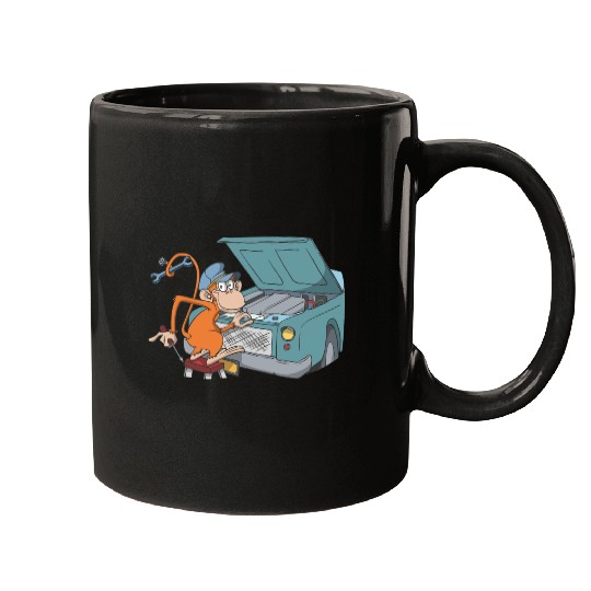 Car mechanic monkey hood Mugs