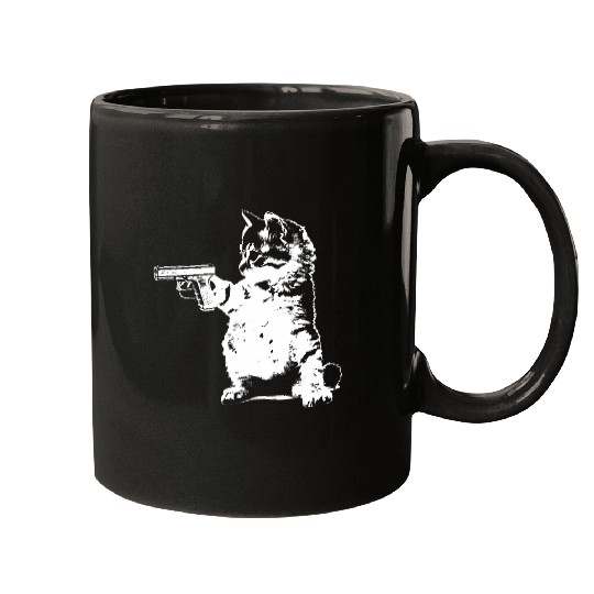 Gun Kitty Funny Cat Mugs