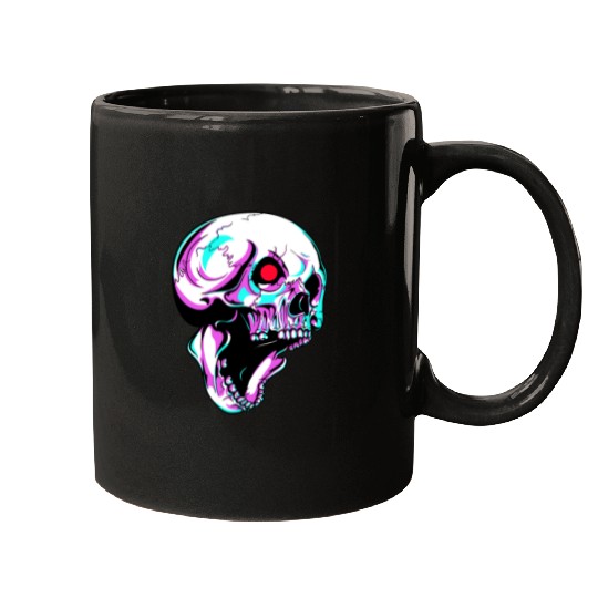 Skull Robot With Red Blinking Eye Cyborg Mugs