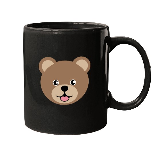 Cute Brown Teddy Bear Face Mugs