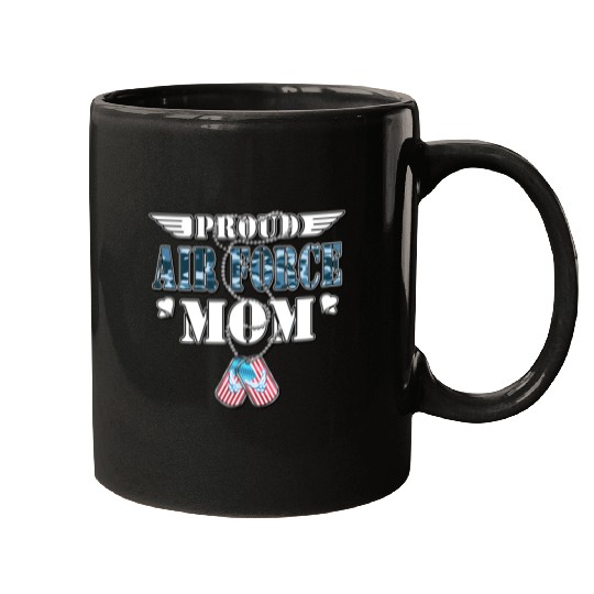 Proud Air Force Mom Us Flag Dog Tags Wings Militar Mugs