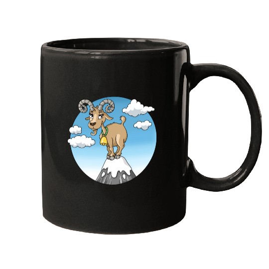 Mountain goat peaks with snow cartoon Mugs