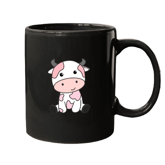 Strawberry Cow Cute Pink Strawberry Cow Kawaii Mugs