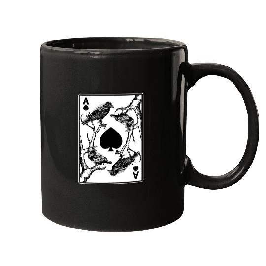 Crow And The Ace Of Spade Occult Death Aesthetic Mugs