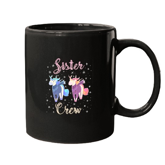 Sister Crew Unicorn Snowflakes Mugs