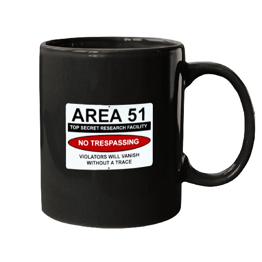 area 51 no trespassing Mugs