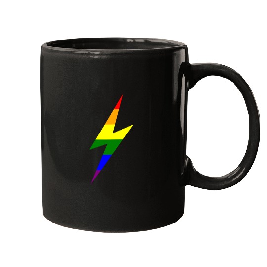 Rainbow Lightning Bolt Mugs
