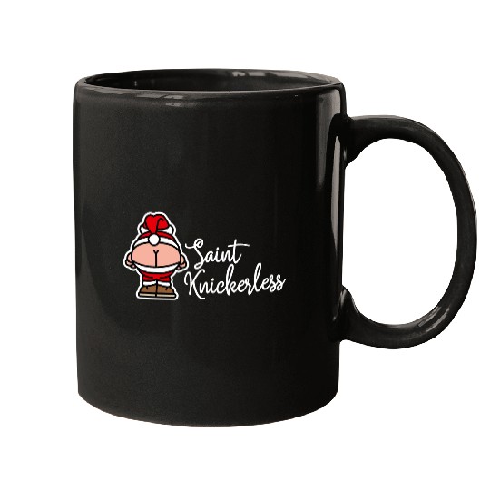 St. Knickerless funny Santa Claus Christmas puns Mugs