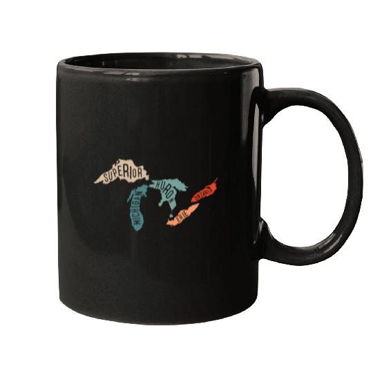Great lakes USA, Michigan Lake Erie Lake Mugs