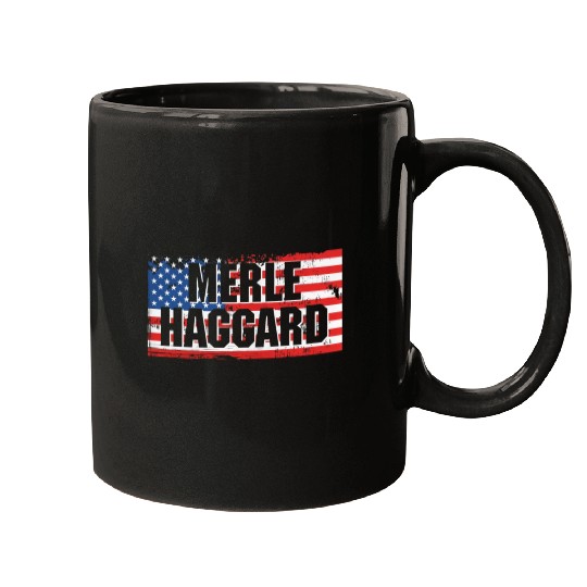 Vintage Graphic Merle Haggard On Flag Mugs