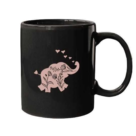 Elephant Girls Women Flowers Mugs
