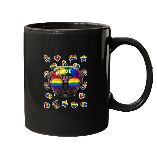 LGBT Pug Gay Pride Month Dog Rainbow Lesbian Mugs