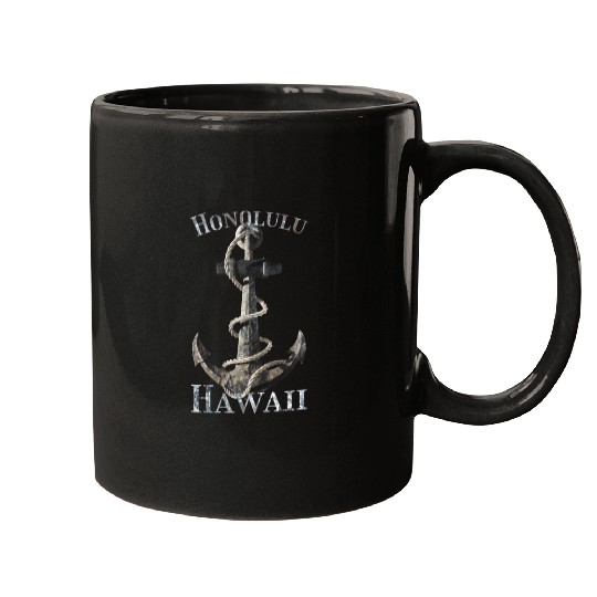 Honolulu Hawaii Nautical Anchor Sailing Mugs