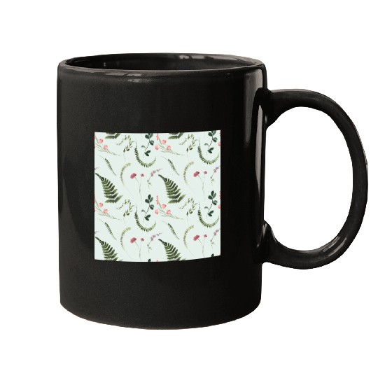 Watercolor Wildflowers Botanical Pattern Mugs