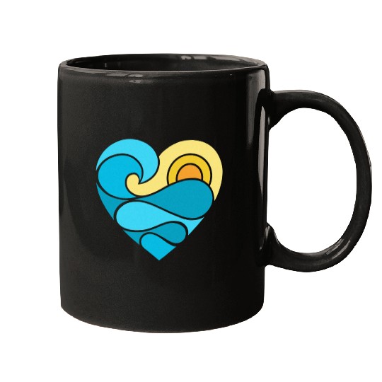 Summer Heart Ocean Mugs