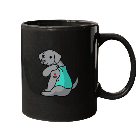 I Love Mom Tattoo Weimaraner Mugs