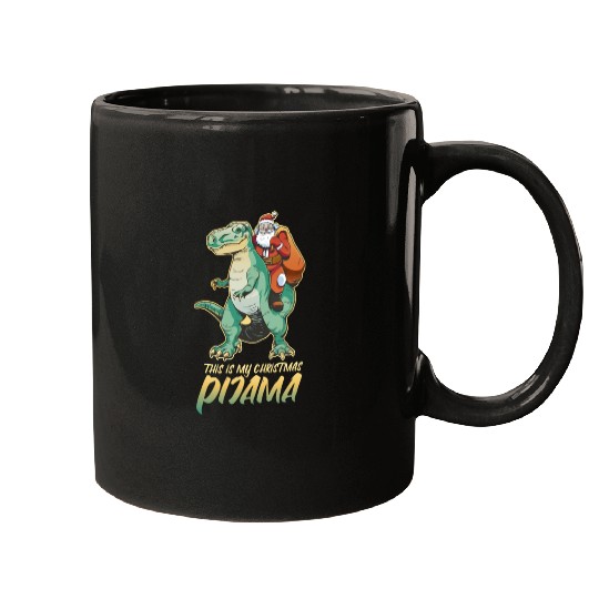 T Rex Santa Pijamas Mugs