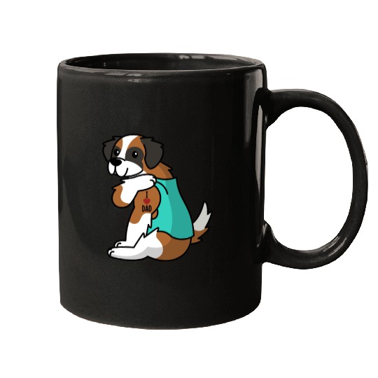 I Love Dad Saint Bernard Mugs