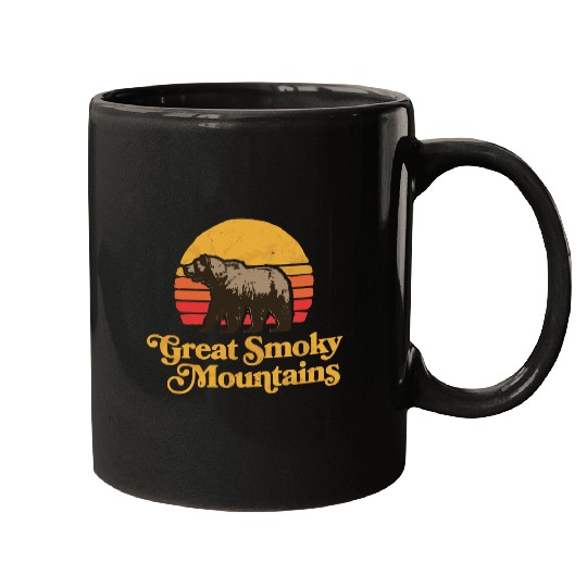 Retro Great Smoky Mountains Park Bear Mugs