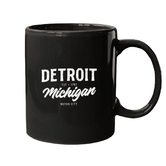 Detroit Michigan Typography Mugs