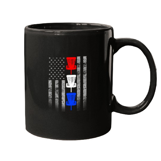 Red White and Blue Disc Golf Flag Mugs