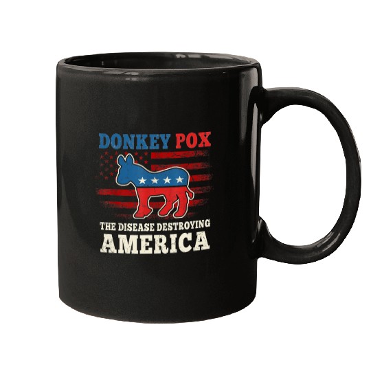 Donkey Pox The Disease Destroying America US Flag Mugs