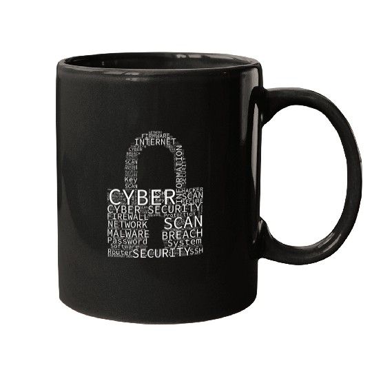 Cyber Security Wordcloud Padlock Mugs