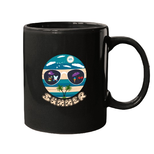 Funny summer design, beautiful illustration for su Mugs