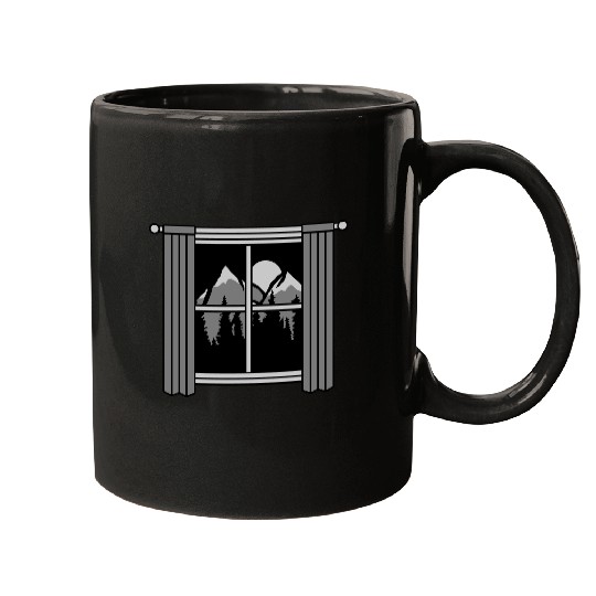 moon mountains view window Mugs
