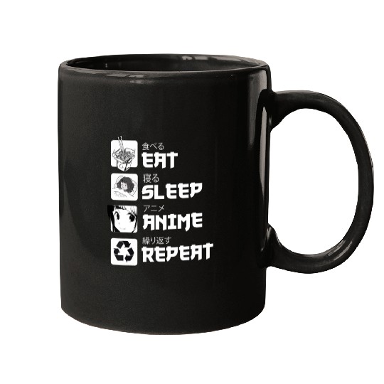 Awesome Anime Eat Sleep Anime Repeat Teenager Mugs