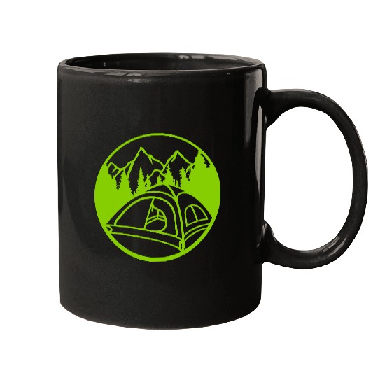 circle mountains camping forest Mugs