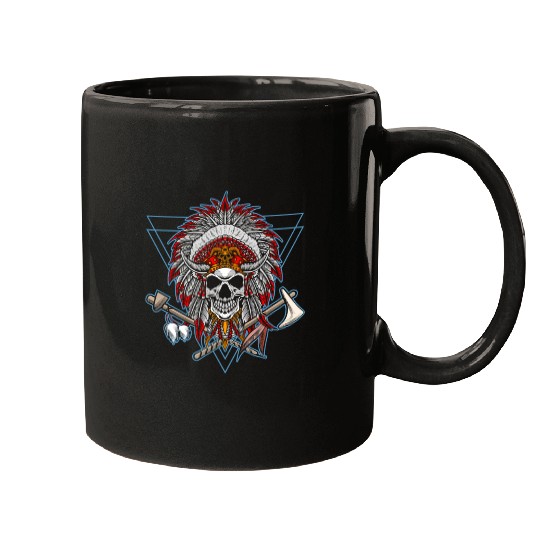 Native American Chief Skull Axe Mugs