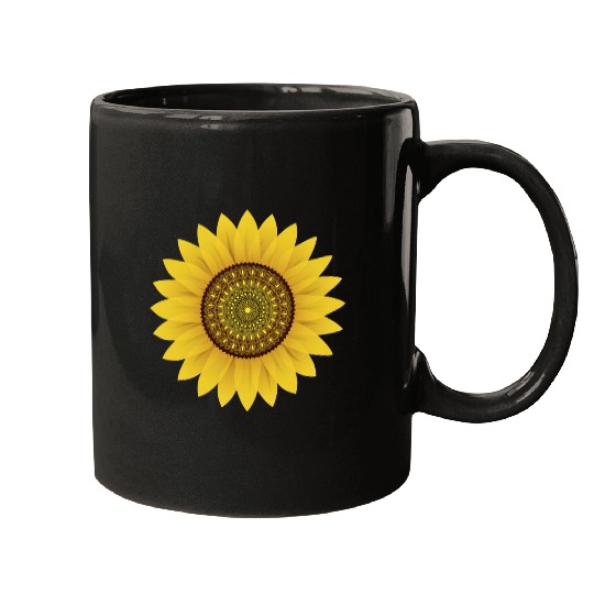 Golden Sunflower Mandala Mugs