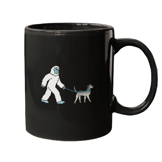 Bigfoot Sasquatch Walking Irish Wolfhound Mugs