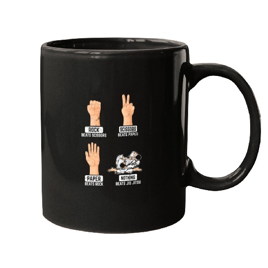 Rock Paper Scissors Nothing Beats Jiu Jitsu BJJ Ji Mugs
