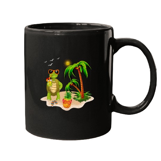 Summer Turtle With Pineapple Mugs
