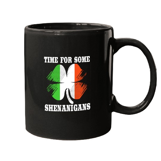 Irish Flag Clover Time For Some Shenanigans Mugs