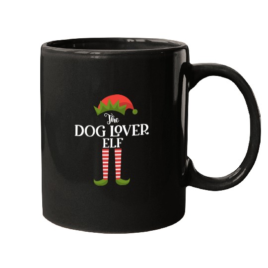 Dog Lover Elf Funny Family Christmas Matching Mugs