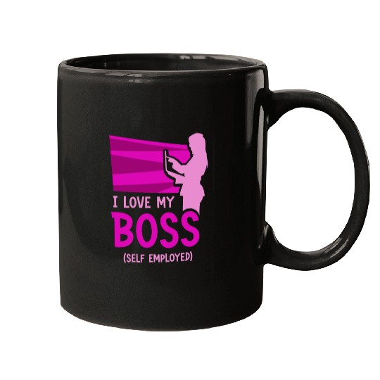 I Love My Boss Self Employed Work Freelancer Job Mugs
