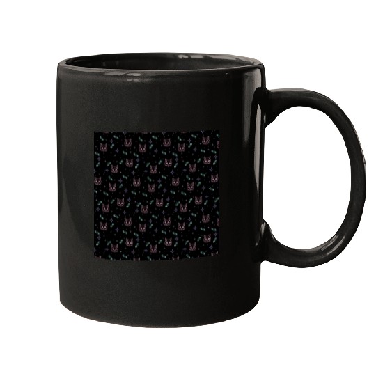 Witchy Cats + Crystals Pink Pastel Goth Pattern Mugs