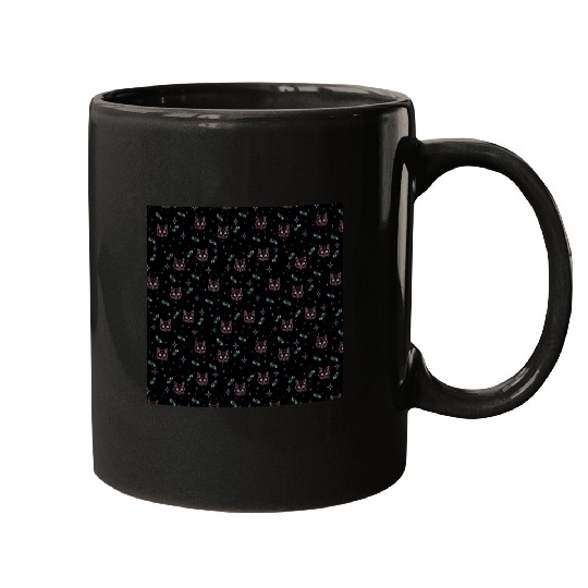 Witchy Cats + Crystals Pink Pastel Goth Pattern Mugs