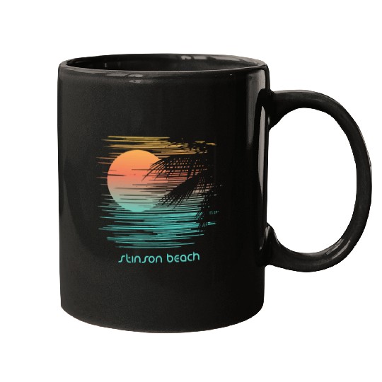 Artistic Stinson Beach California Palm Tree Mugs