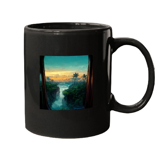 Paradise island painting Mugs