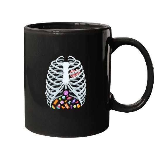 Funny Candy Skeleton Rib Cage Halloween Costume Mugs