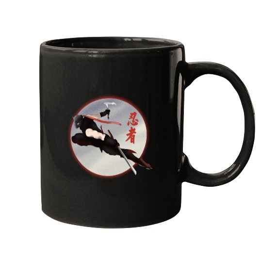 Black Ninja with a sword Mugs