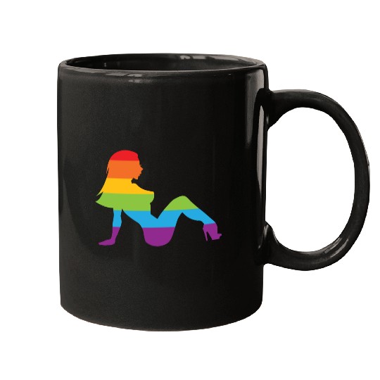 Sexy Retro Mudflap Girl Lesbian Pride LGBT Mugs