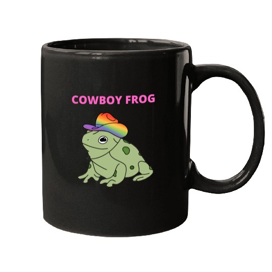 Cute frog in pride color cowboy hat Mugs
